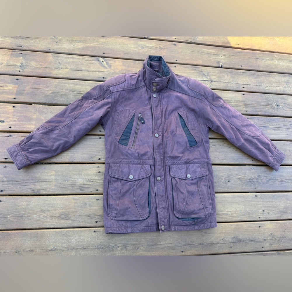 Westbury Arctic Life Suede Like Leather Cargo Jacket faded Purple size 46
